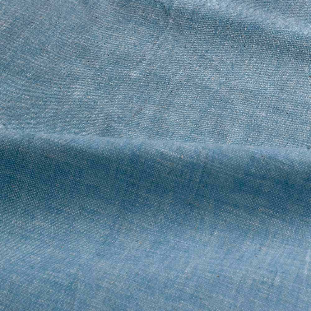 CHAMBRAY LIGHT TEAL KHADI COTTON 115 GSM HANDWOVEN FABRIC