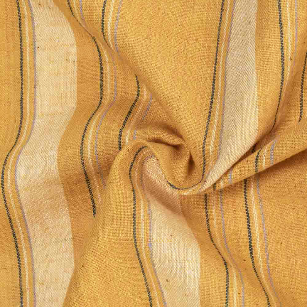 Stripe Mustard Yellow Pure Cotton 105 GSM Handwoven Fabric