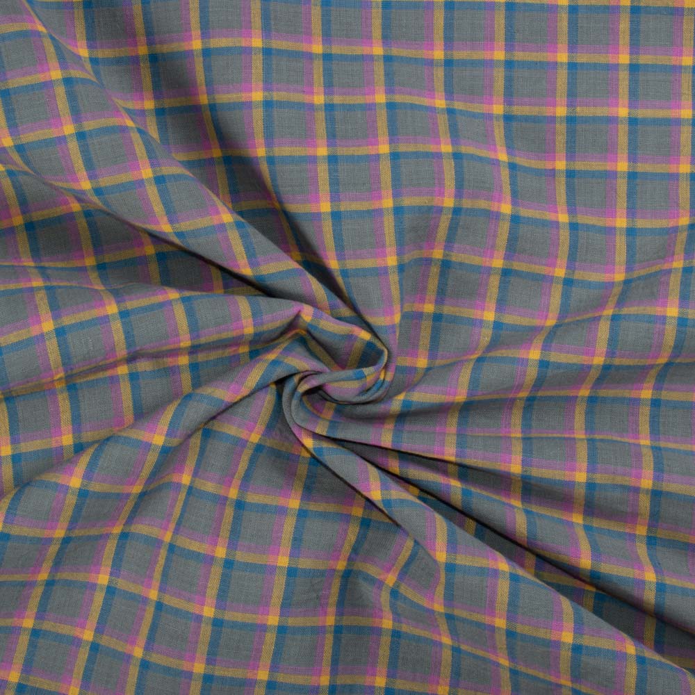 Check Multicolor Pure Cotton 105 GSM Handwoven Fabric 676
