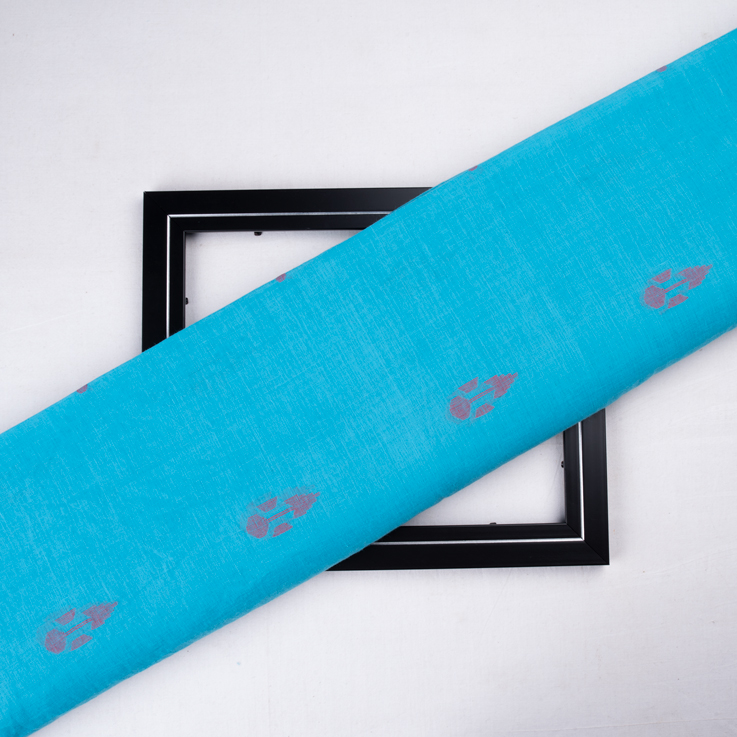 Geometric Blue Jamdani Pure Cotton 58 GSM Fabric