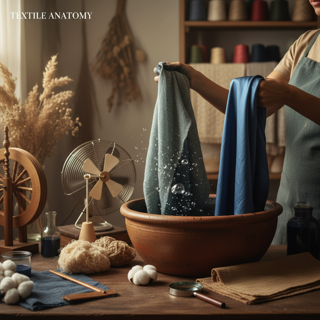 A swatch kit comparison of various GSM Khadi and Linen fabrics.