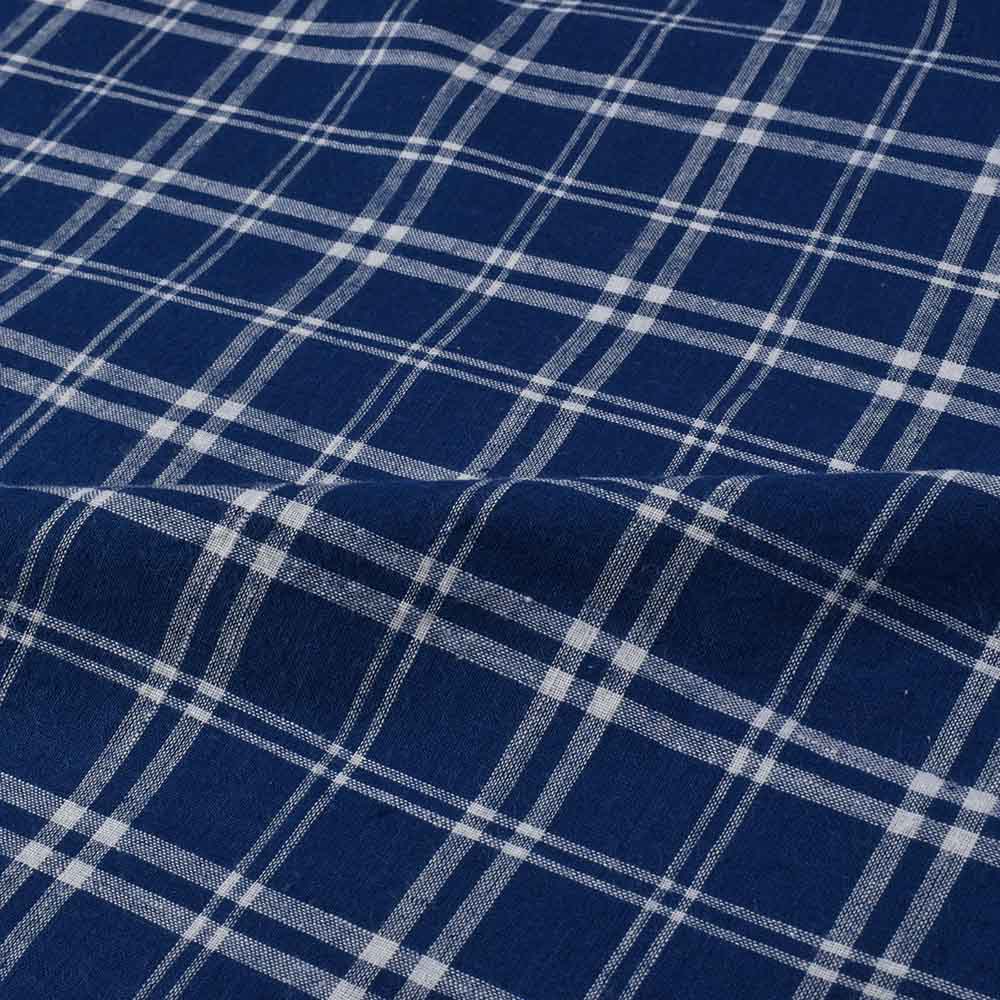CHECK BLUE WHITE PURE COTTON 95 GSM HANDWOVEN FABRIC 513