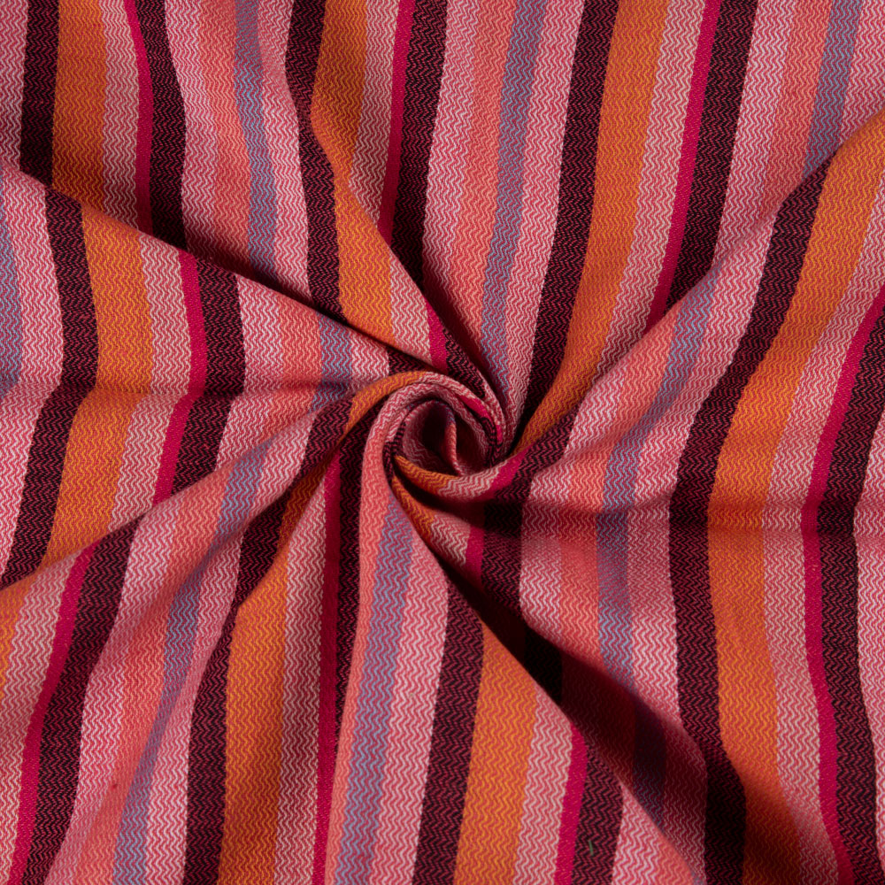Stripe Herringbone Twill Multicolour Pure Cotton 100 GSM Handwoven Fabric