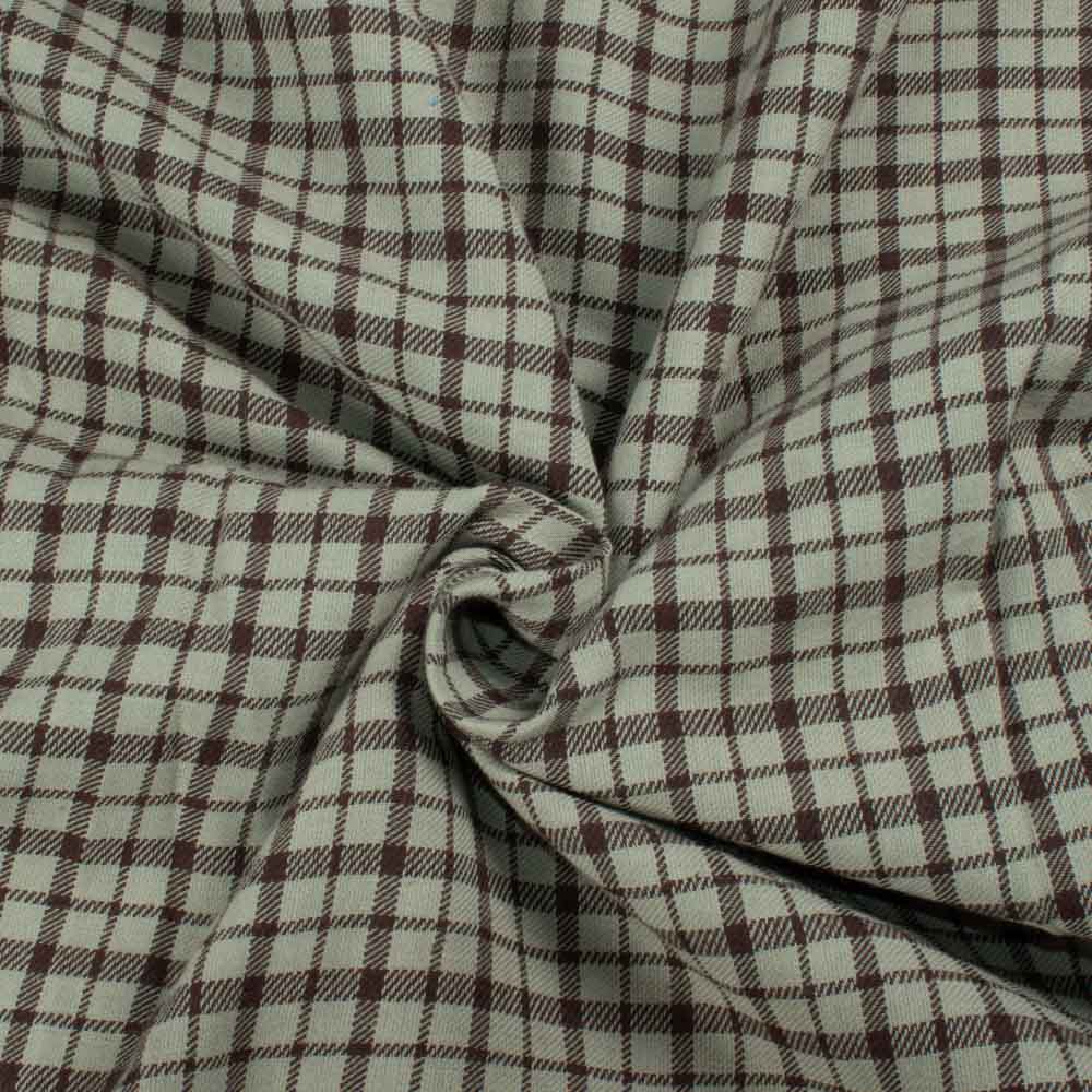 Check Twill Brown Pure Cotton Handwoven 173 GSM Fabric