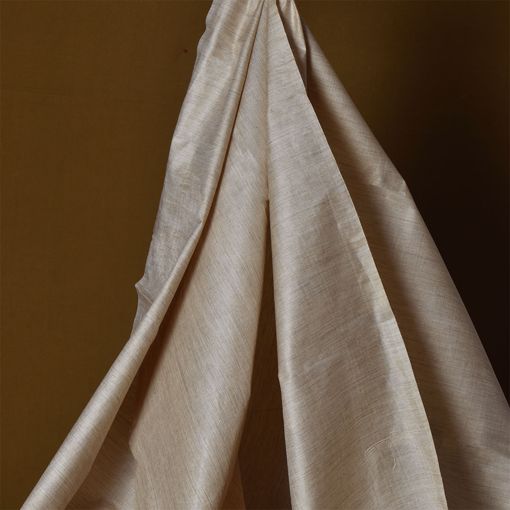 Plain Natural Pure Tussar Silk 78 GSM Handwoven Fabric