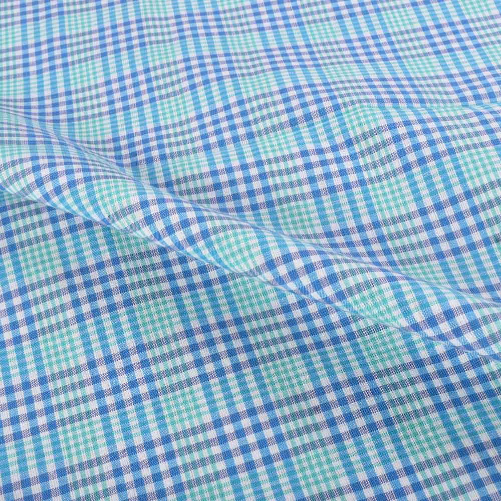 CHECK BLUE PURE COTTON 90 GSM HANDWOVEN FABRIC