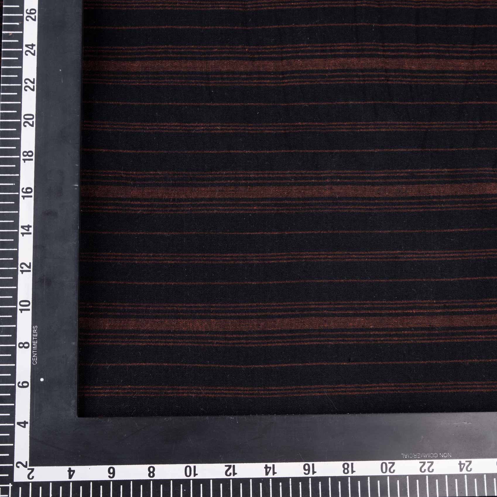Stripe Black Brown Khadi Cotton 150 GSM Fabric
