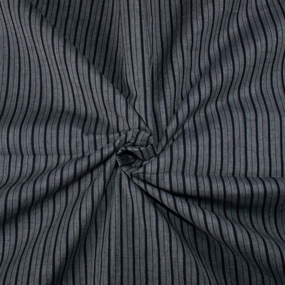 Stripe Grey and Black Pure Cotton 60 GSM Handwoven Fabric