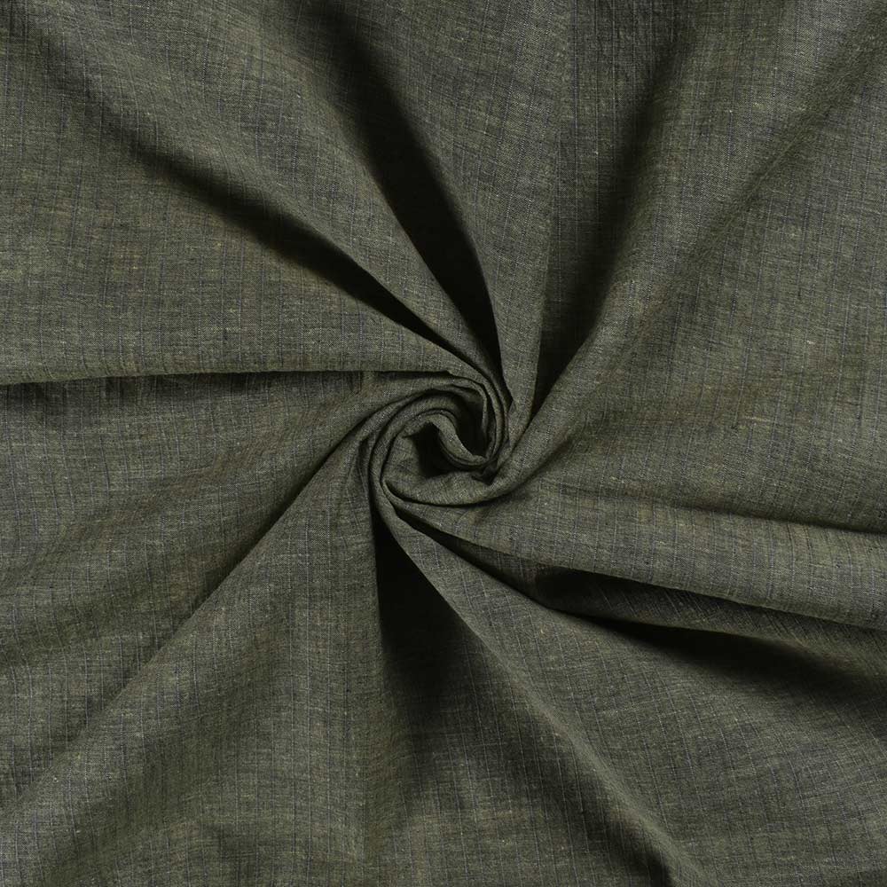 Stripe Olive Green Pure Cotton 74 GSM Handwoven Fabric