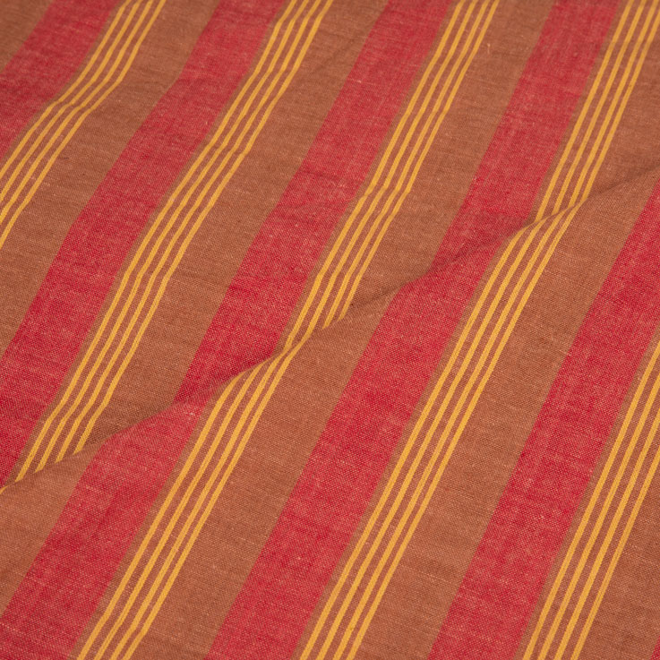 STRIPE RED & BROWN PURE COTTON 73 GSM HANDWOVEN FABRIC