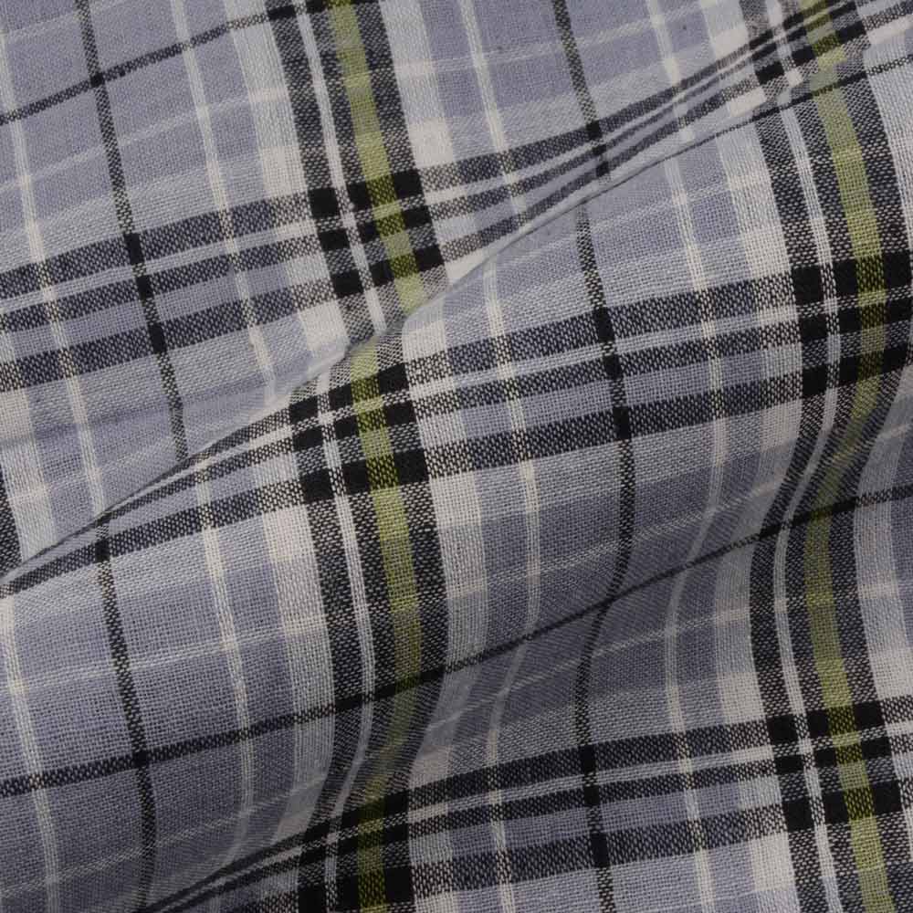 CHECK GREY & BLACK PURE COTTON 90 GSM HANDWOVEN FABRIC