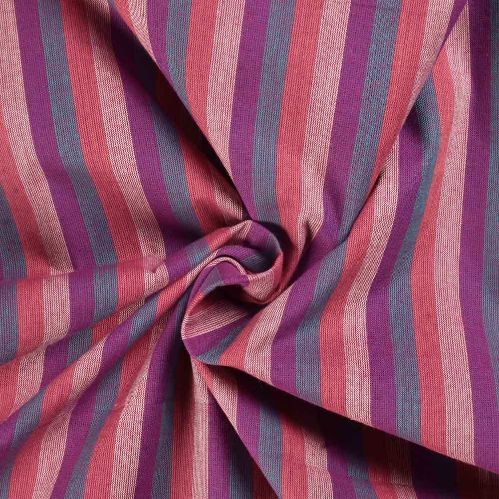 Stripe Multicolour Pure Cotton 97 GSM Handwoven Fabric 298