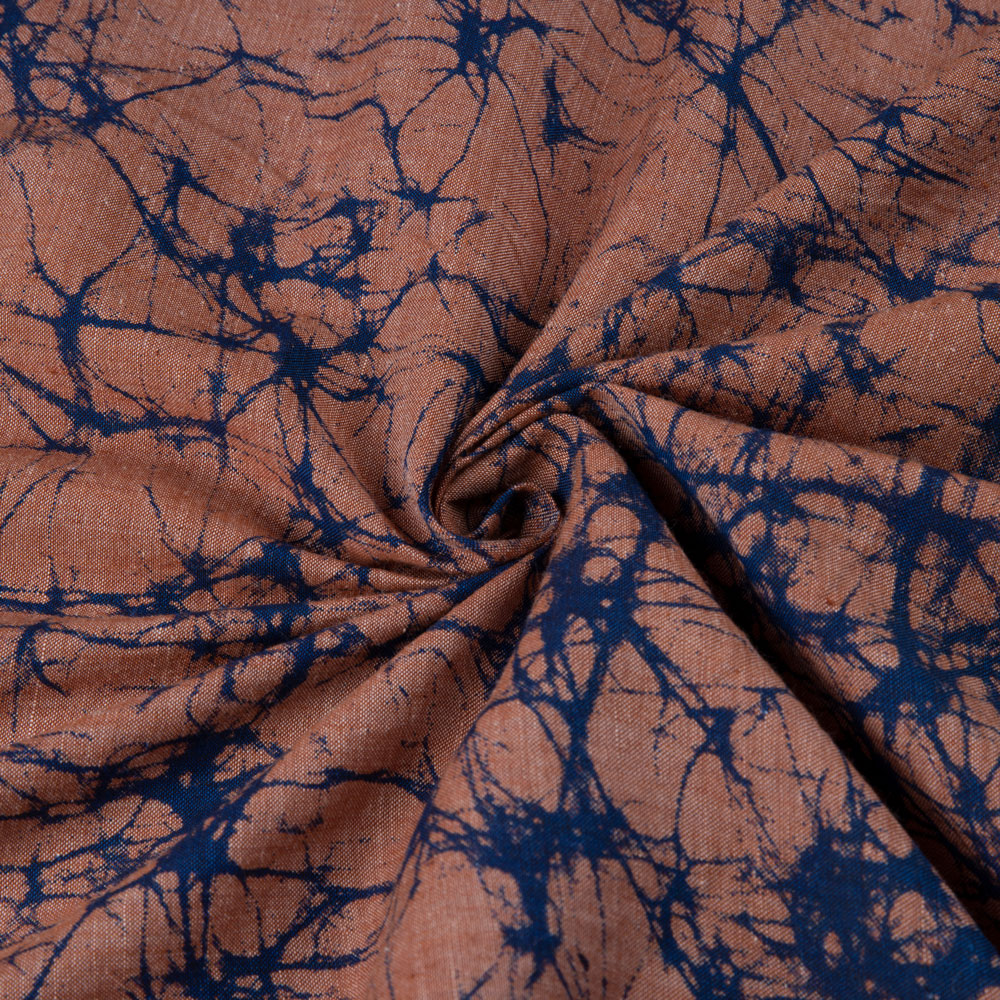 Abstract Brown Screenprinted Cotton Khadi 85 GSM Handwoven Fabric