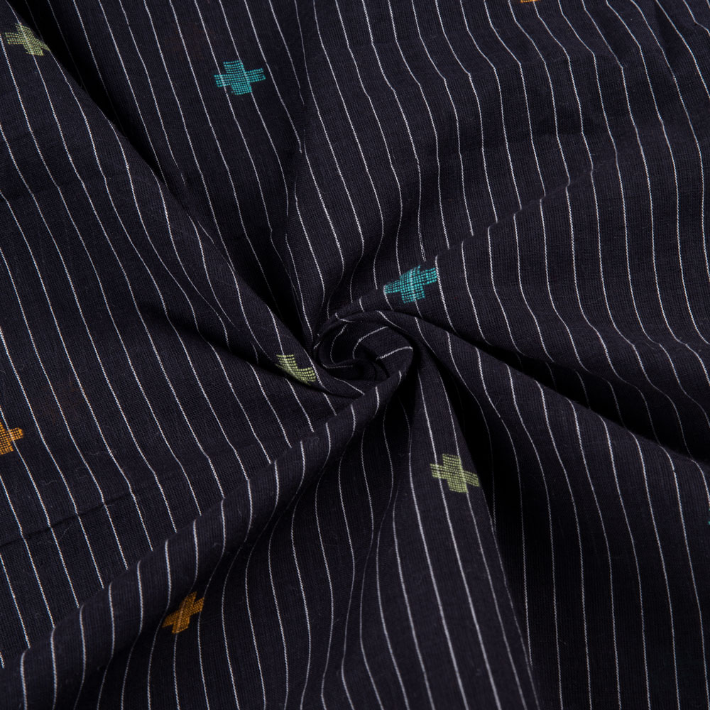 Geometric Black Jamdani Pure Cotton 55 GSM Fabric