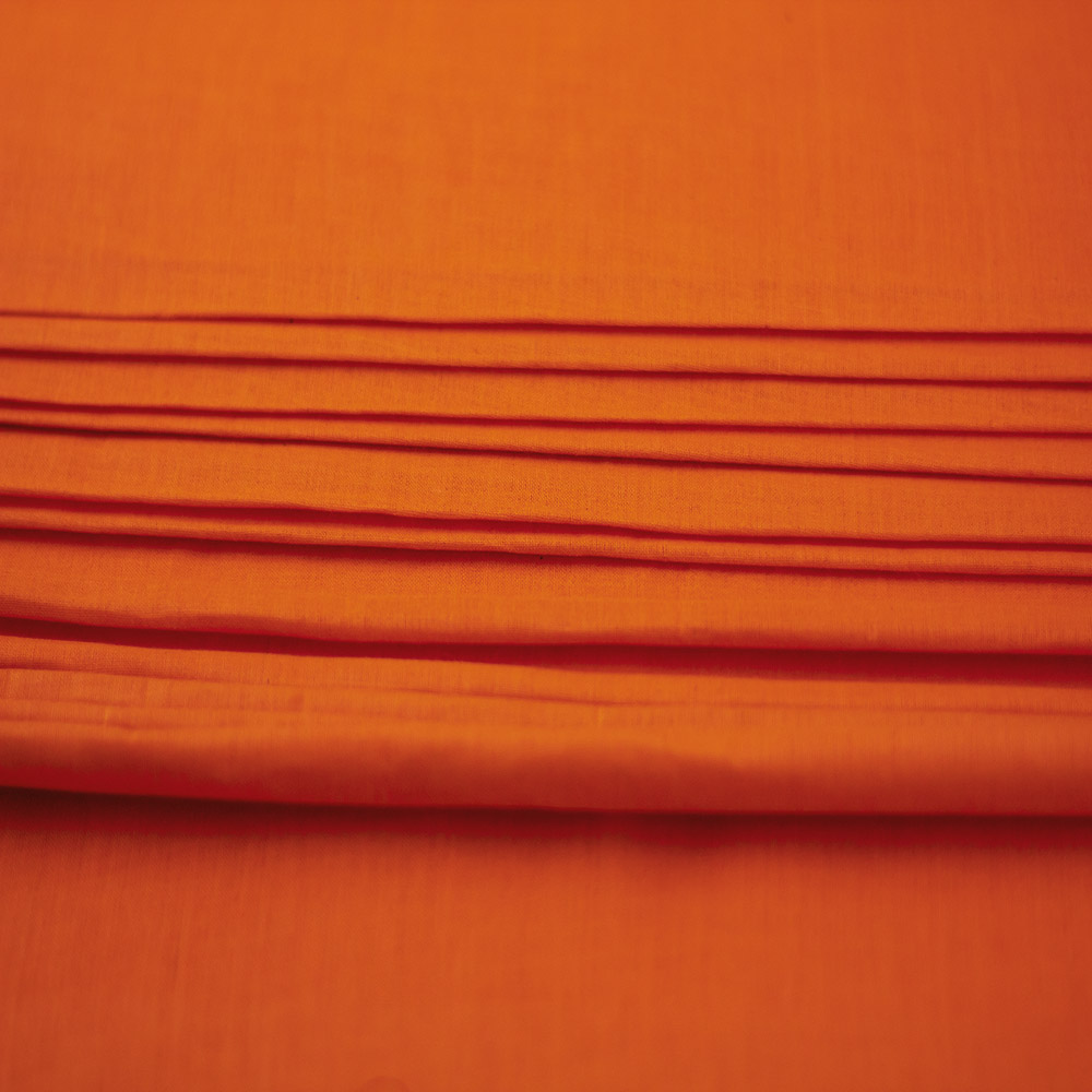 PLAIN ORANGE KHADI COTTON 70 GSM HANDWOVEN FABRIC