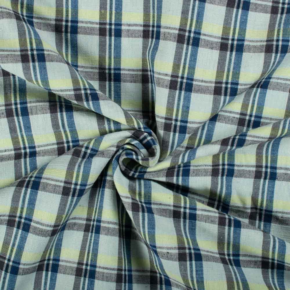 Check Multicolour Cotton Khadi 140 GSM Handwoven Fabric 757