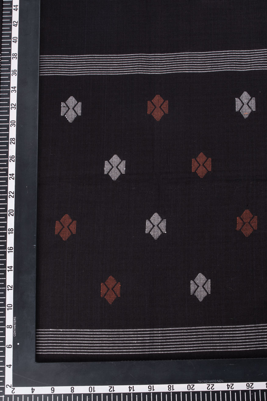 GEOMETRIC BLACK JAMDANI HANDWOVEN PURE SILK SCARF