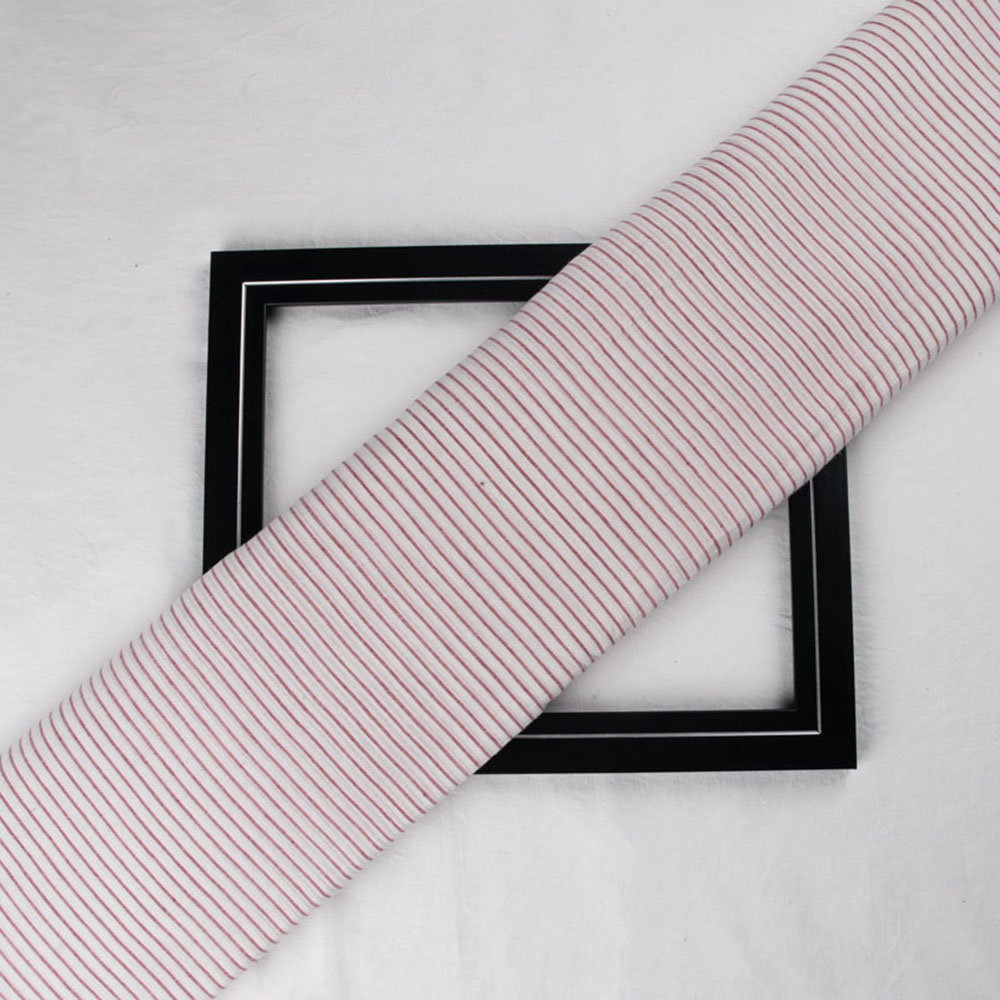 STRIPE WHITE & RED COTTON 63 GSM HANDWOVEN FABRIC
