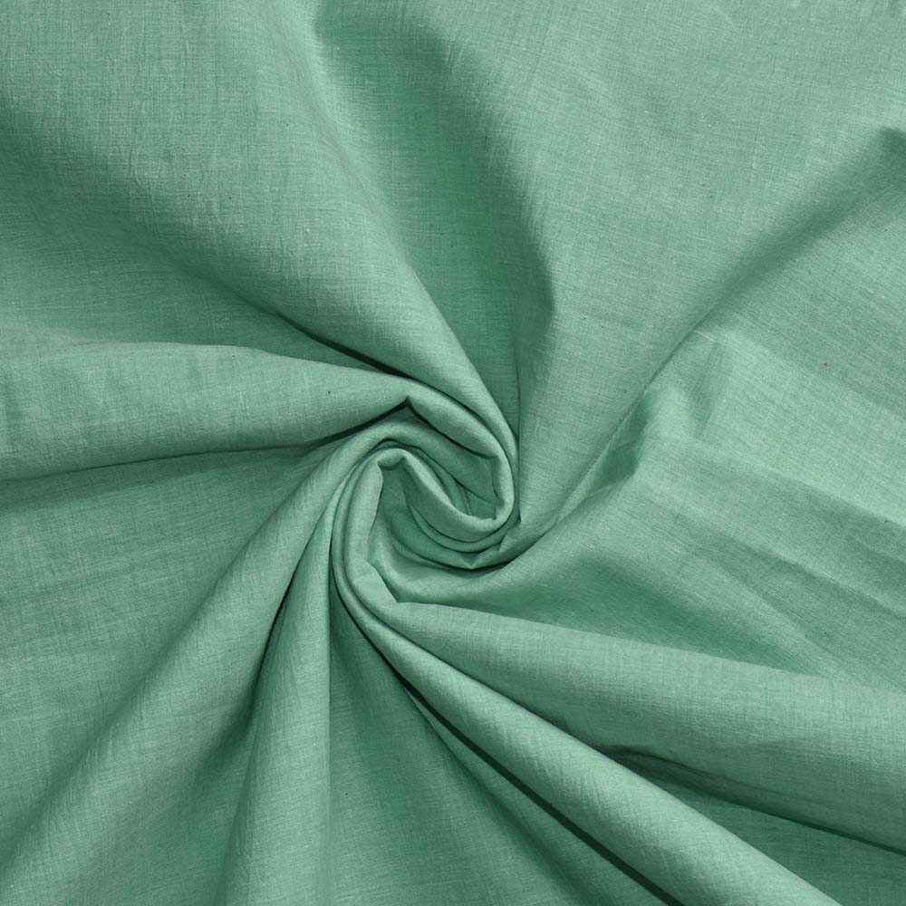 Chambray Light Teal Khadi Cotton 62 GSM Handwoven Fabric