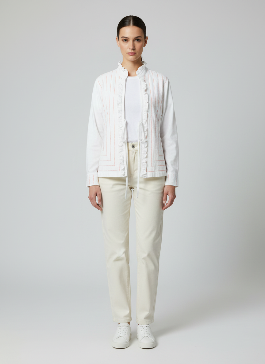 Kantha embroidery frill collar Jacket