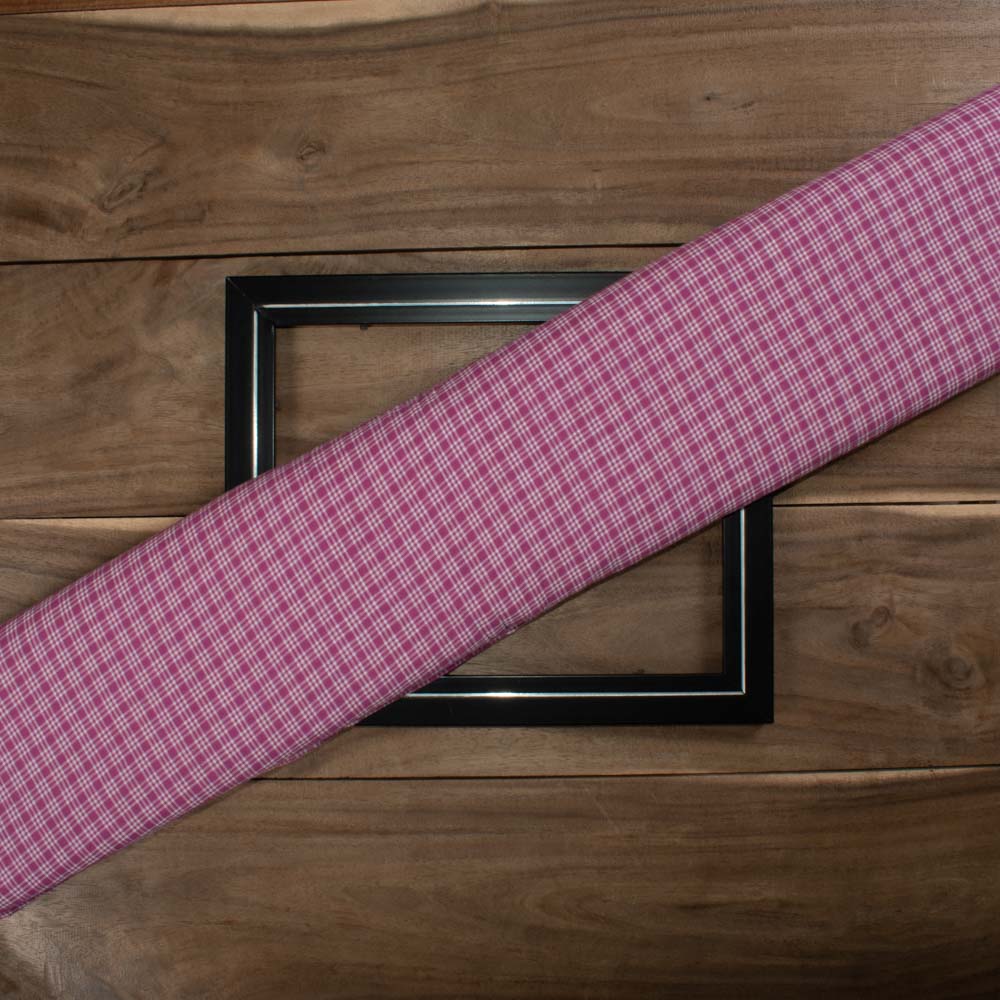 CHECK PINK & WHITE PURE COTTON 65 GSM HANDWOVEN FABRIC