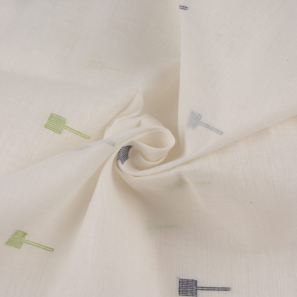 Geometric Cream Jamdani Pure Cotton 55 GSM Handwoven Fabric