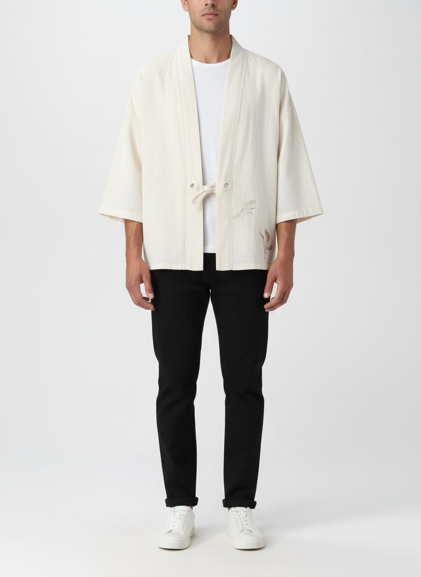 Lose Fit Single Closure Short Kimono