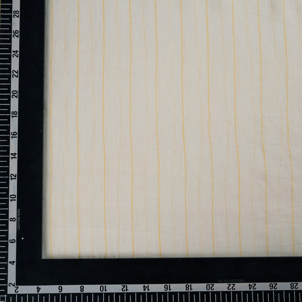 PINSTRIPE OFF WHITE COTTON & MULBERRY SILK BLEND HANDWOVEN FABRIC 42 gsm