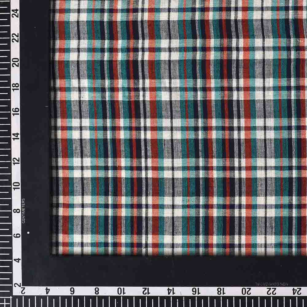 CHECK MULTICOLOR COTTON LINEN AND KHADI 105 GSM HANDWOVEN FABRIC 12