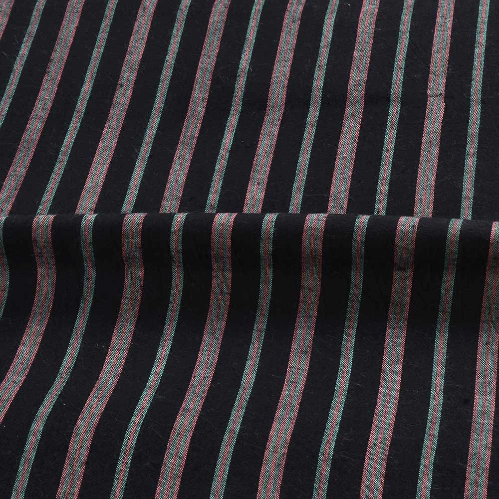 STRIPE BLACK PURE COTTON 108 GSM HANDWOVEN FABRIC