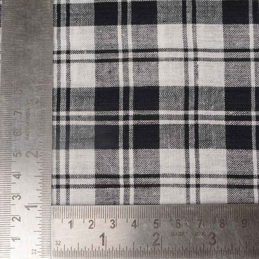 CHECK BLACK & WHITE PURE COTTON 105 GSM HANDWOVEN FABRIC 80