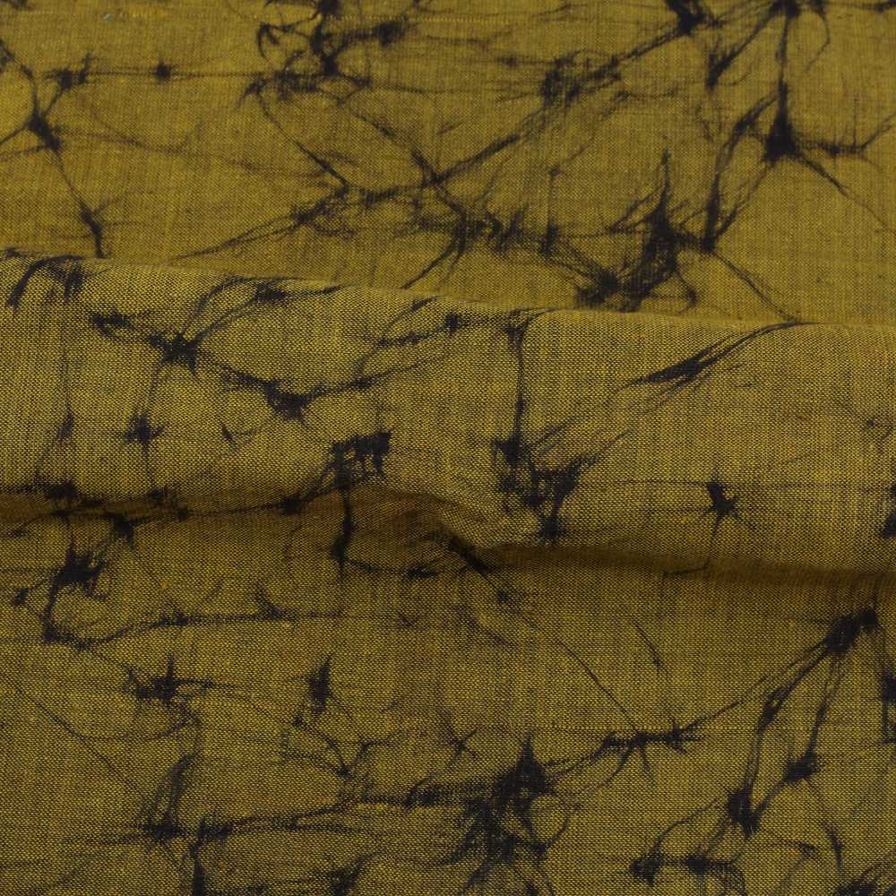Abstract Olive Green Batik Printed Cotton 110 GSM Fabric - Hand Printed