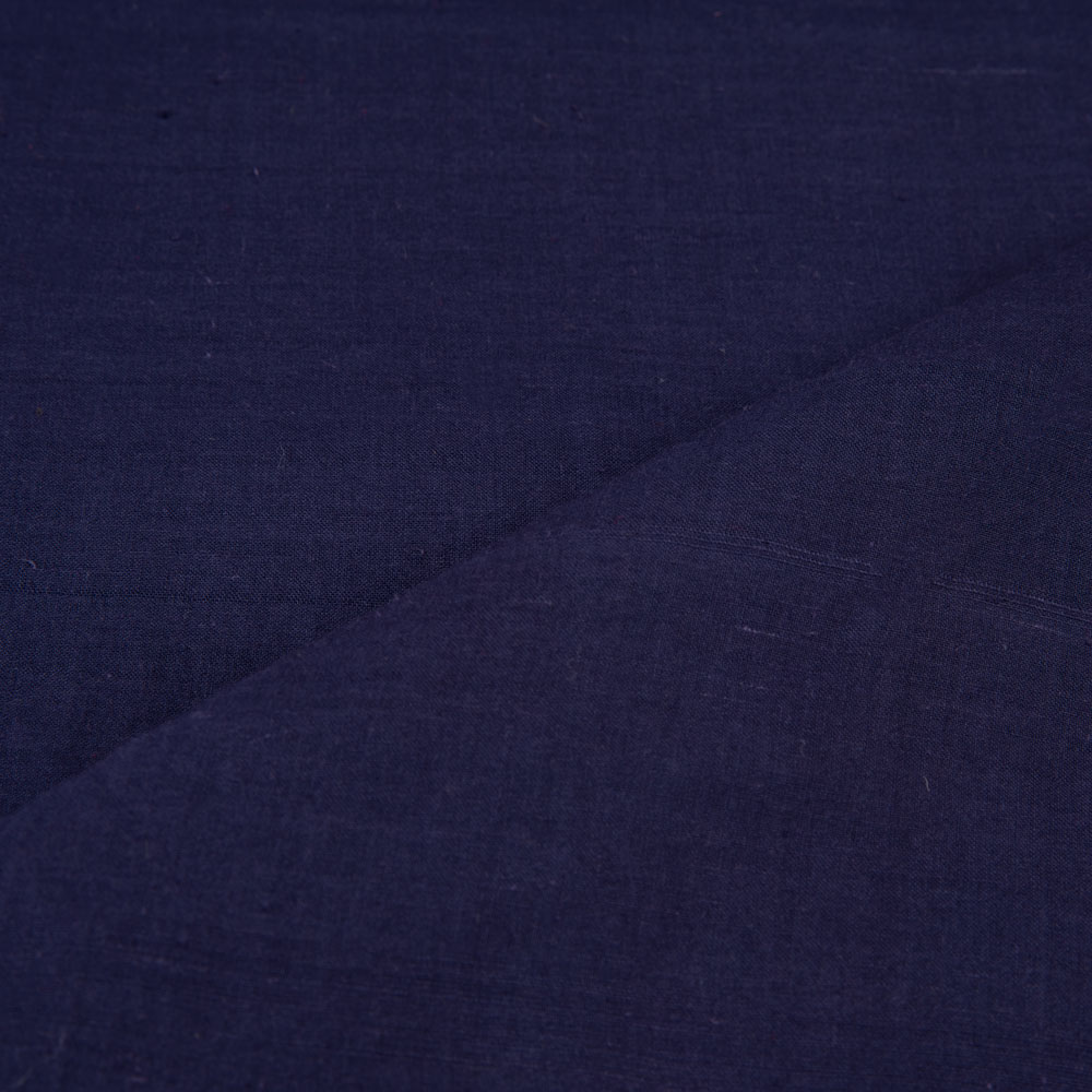 PLAIN DARK BLUE KHADI COTTON 58 GSM HANDWOVEN FABRIC