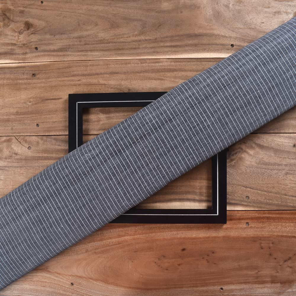 Pinstripe Black Pure Cotton 74 GSM Handwoven Fabric
