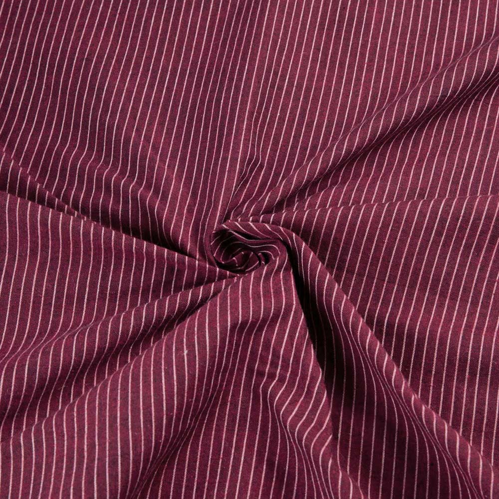 Pinstripe Maroon Pure Cotton 86 GSM Handwoven Fabric