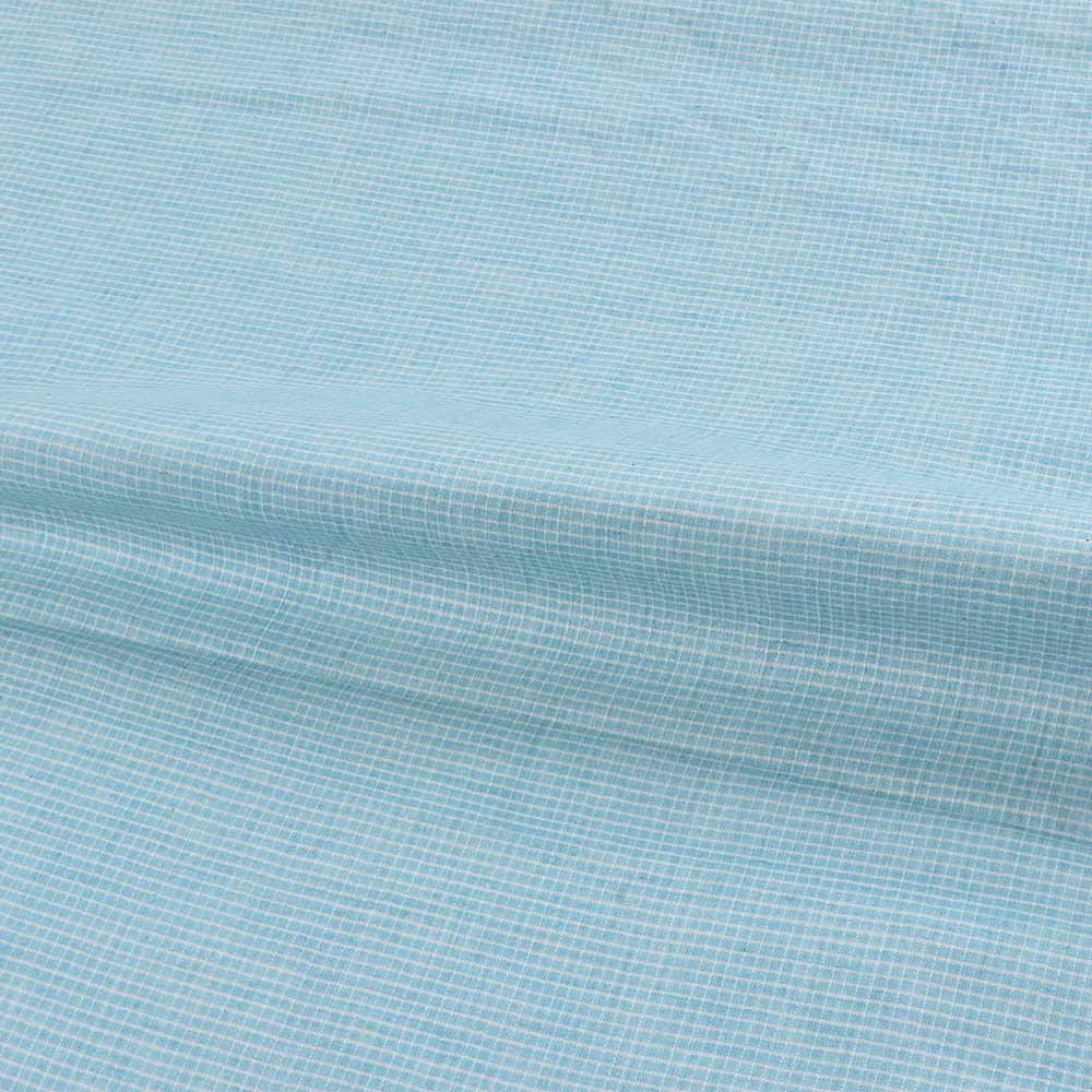 CHECK LIGHT BLUE PURE COTTON 93 GSM HANDWOVEN FABRIC