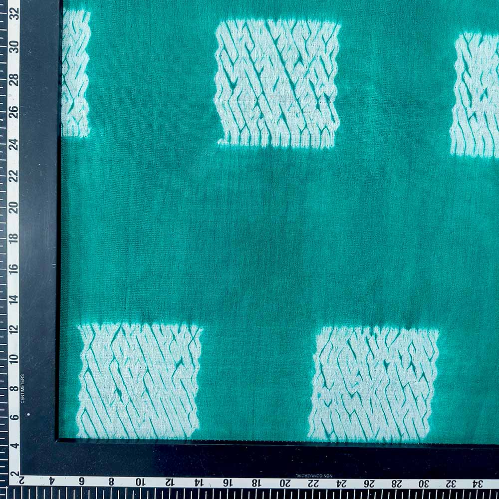ABSTRACT GREEN SHIBORI 90 GSM MERCERISED COTTON FABRIC