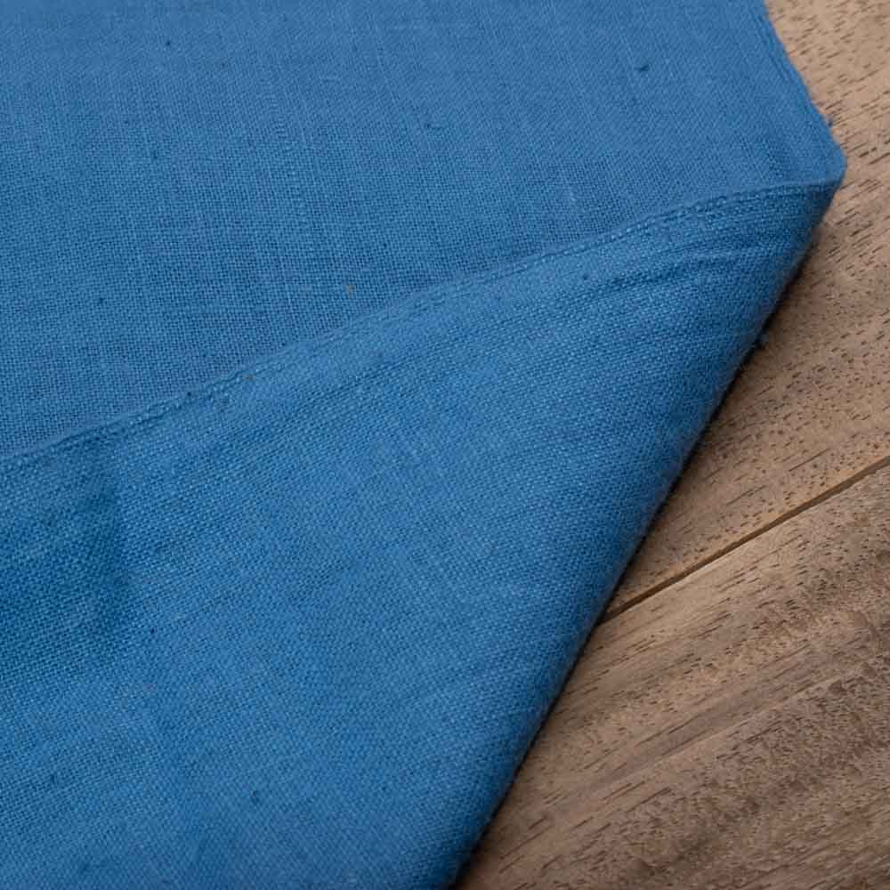 Plain Blue Slub Khadi 122 GSM Fabric - Handspun & Handwoven