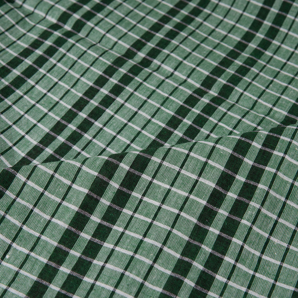CHECK GREEN PURE COTTON 74 GSM HANDWOVEN FABRIC