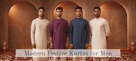 Modern Festive Kurtas for Men: Angrakha, Layered and Pintucked Styles