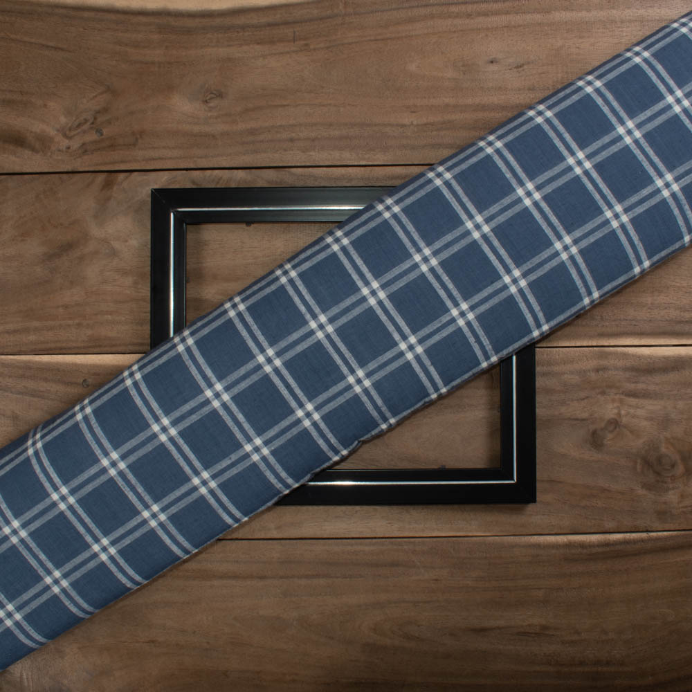 Grey White Pure Cotton Handwoven Fabric