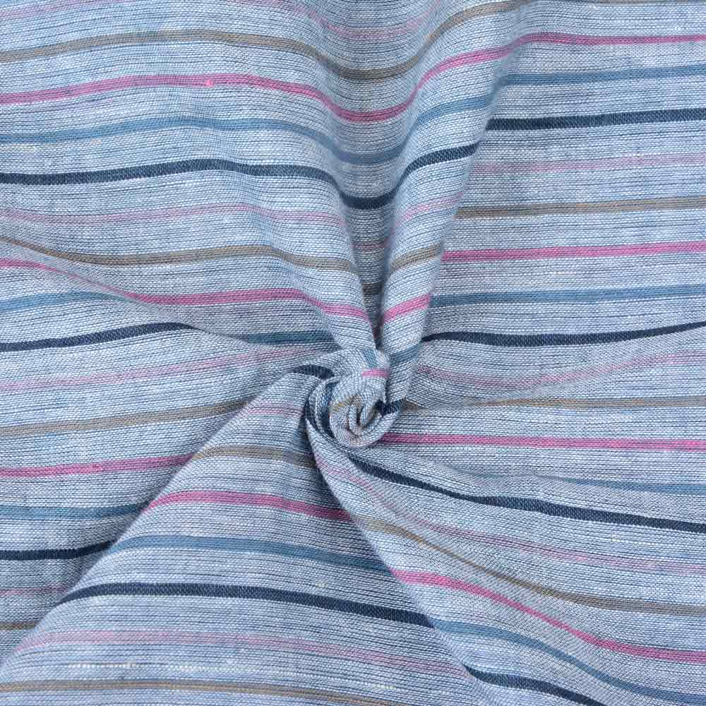 Stripe Grey Multicolour Pure Cotton 57 GSM Handwoven Fabric