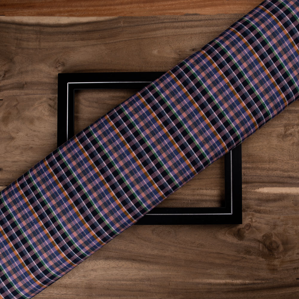 Check Multicolour Khadi Cotton 126 GSM Handwoven Fabric