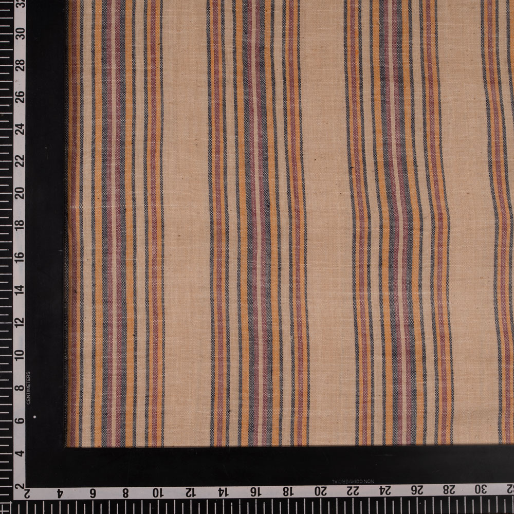 STRIPE BEIGE PURE KHADI 125 GSM HANDSPUN & HANDWOVEN FABRIC