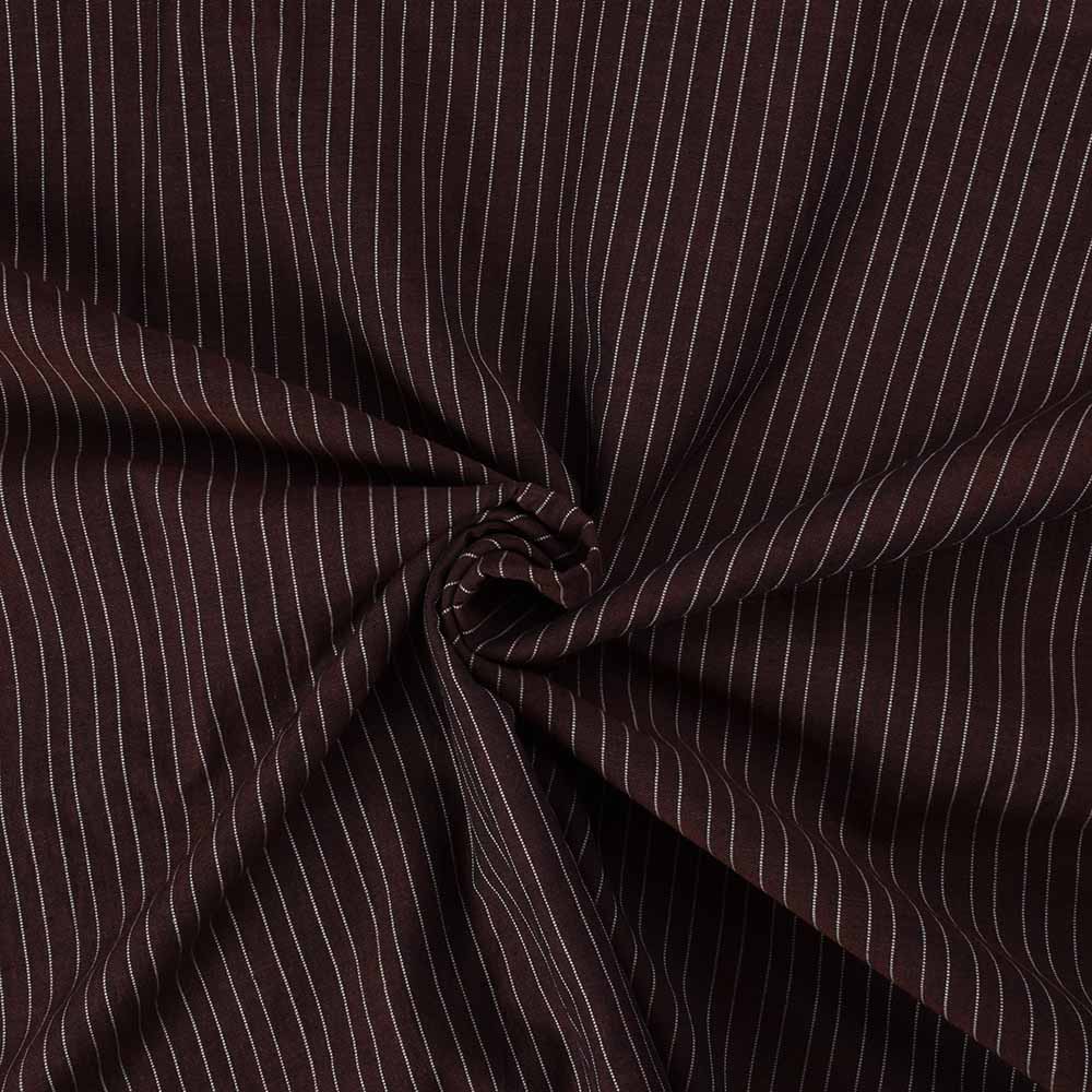 Stripe Brown White Pure Cotton 112 GSM Handwoven Fabric