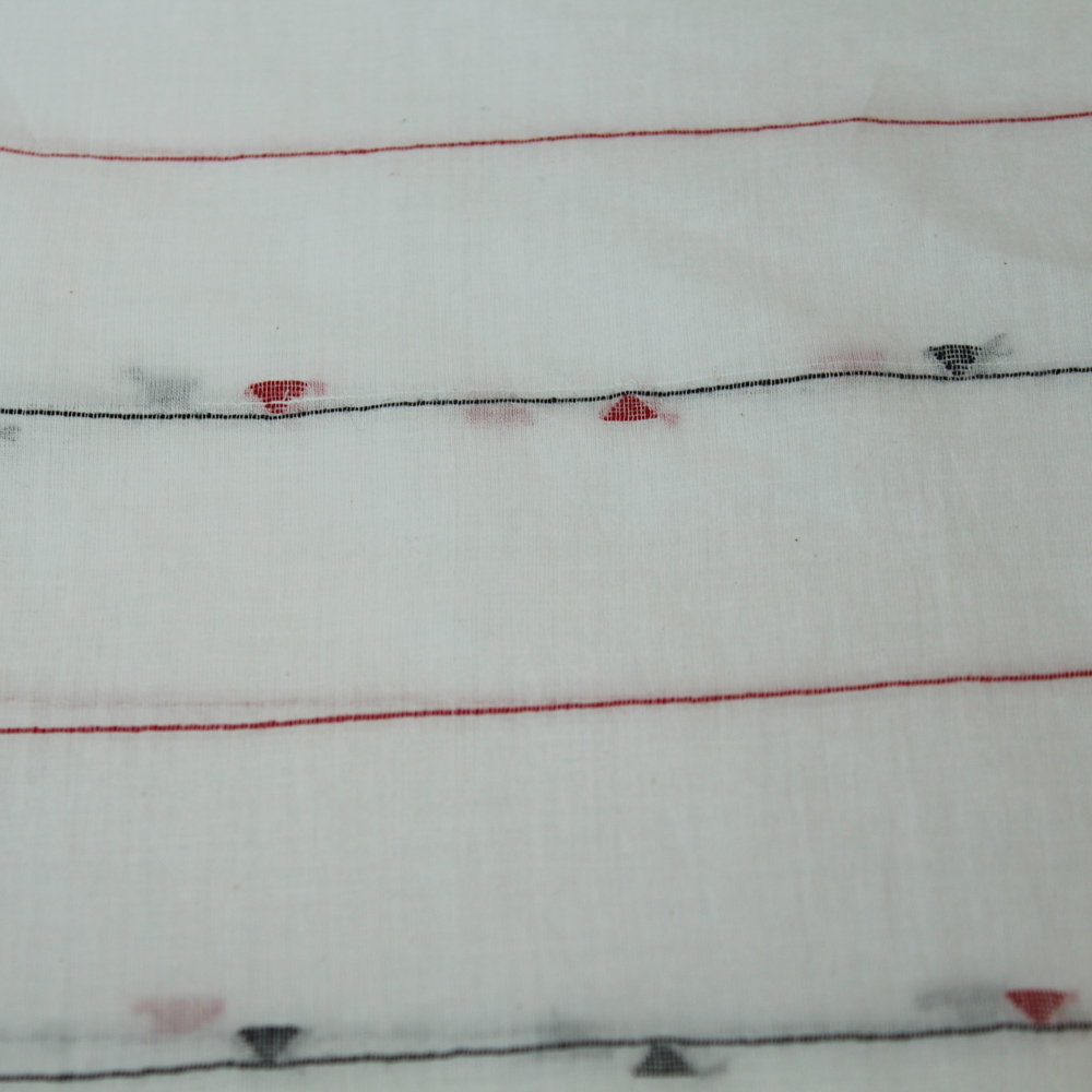Geometric Stripe Cream Jamdani Pure Cotton 55 GSM Fabric 24