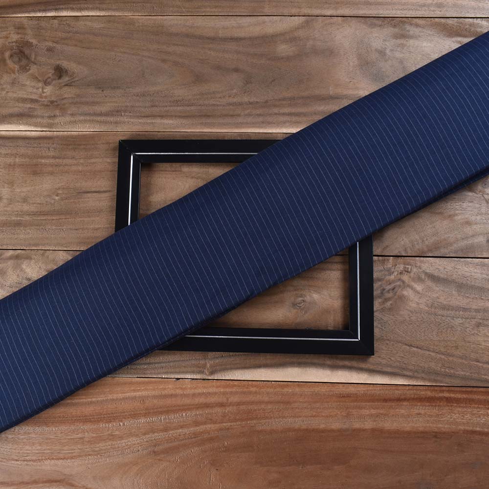 Stripe Navy Blue Pure Cotton 74 GSM Handwoven Fabric P16