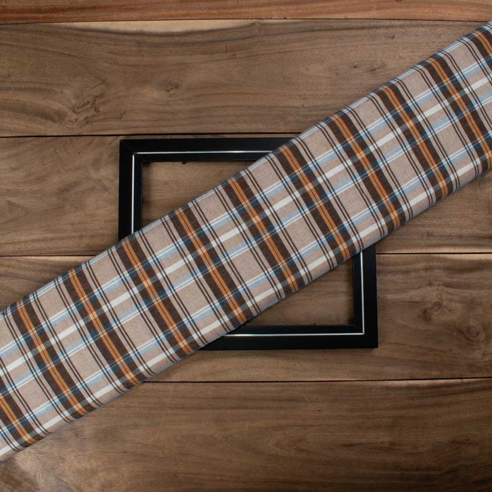 Check Multicolor Pure Cotton 95 GSM Handwoven Fabric 614