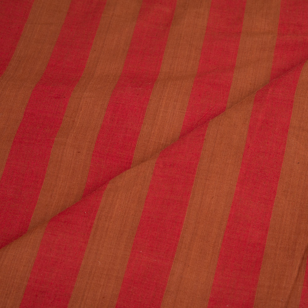 STRIPE RED PURE COTTON 78 GSM HANDWOVEN FABRIC