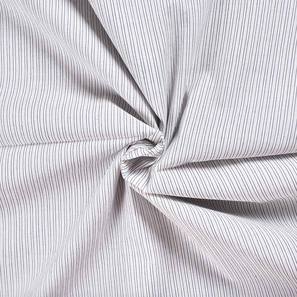 Stripe Grey White & Blue Pure Cotton 68 GSM Handwoven Fabric